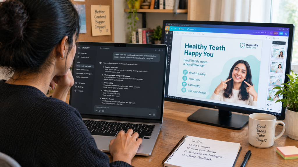 Freelancer using AI tools to increase productivity without sacrificing quality