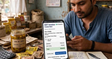 Small business owner using free invoicing software to bill customers in India